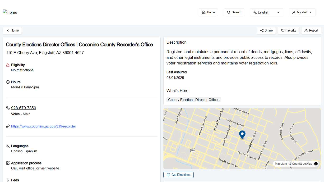 County Elections Director Offices Coconino County Recorder's Office