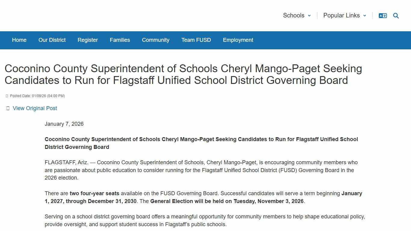 Flagstaff Unified School District #1 -
