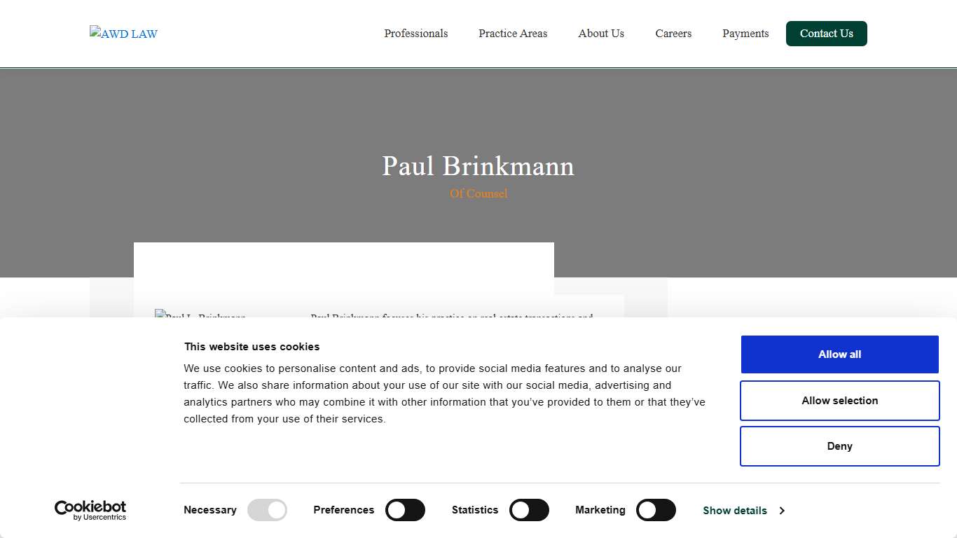Paul Brinkmann Business, Real Estate & Construction AWD LAW