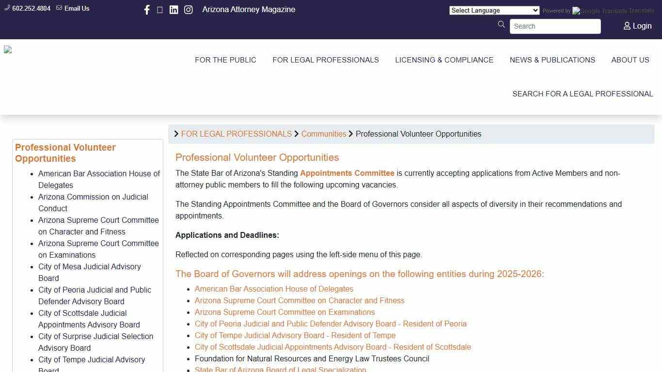 Professional Volunteer Opportunities