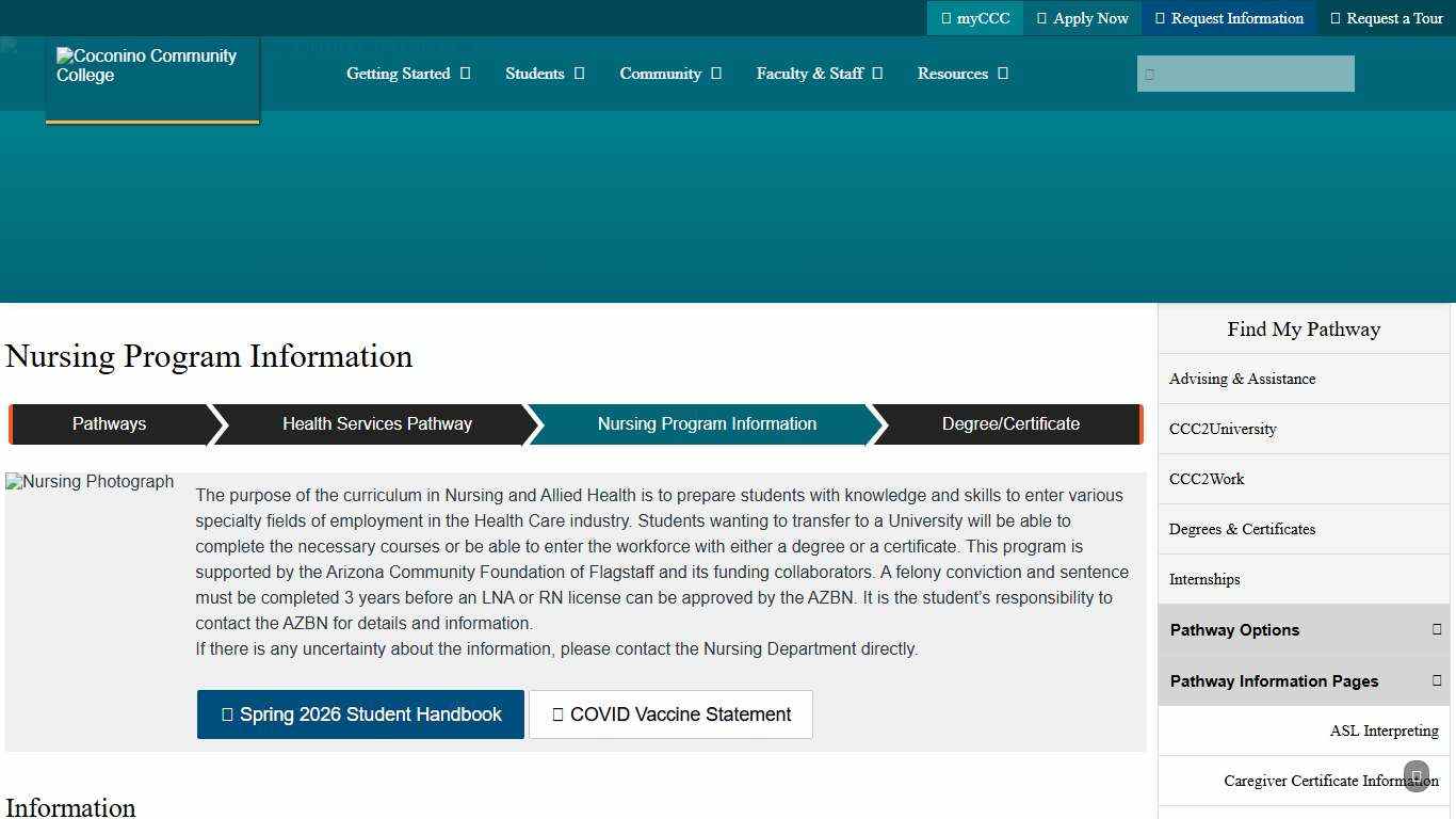 Coconino Community College - Nursing Program Information